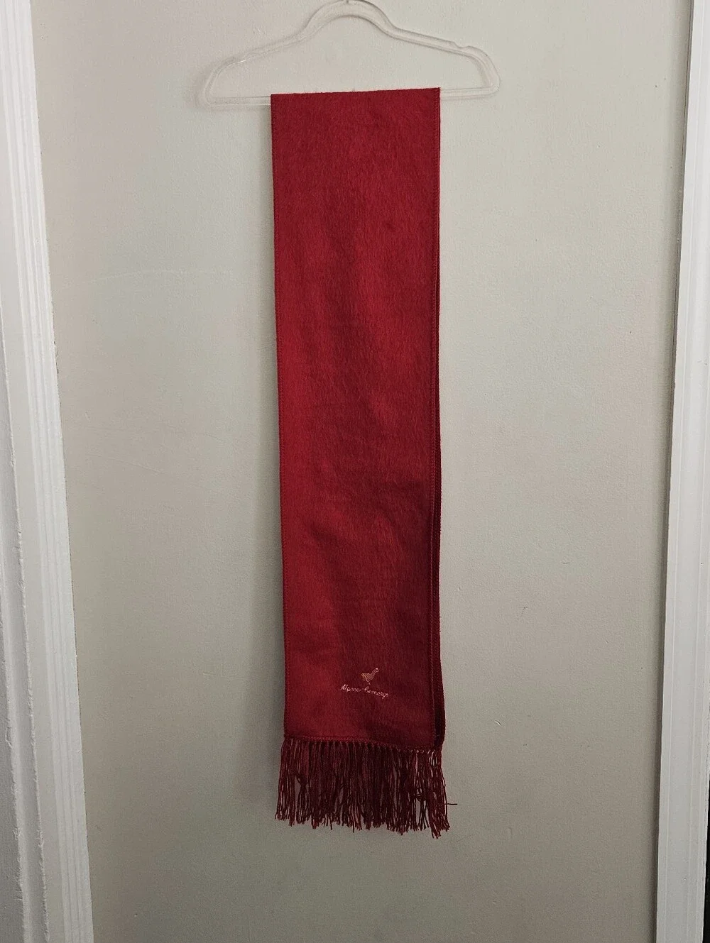 Alpaca Camargo Red Fringed 100% Alpaca Wool Scarf